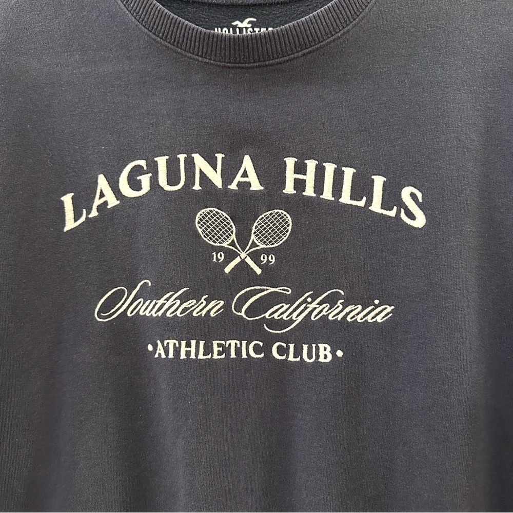 Hollister Laguna Hills Tennis Athletic Club Boyfriend Crewneck Sweatshirt Blue S - Picture 5 of 8